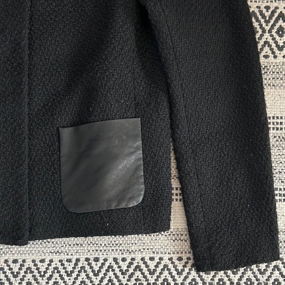 Talbots Black Textured Blazer with Leather Accents - Picture 3 of 4